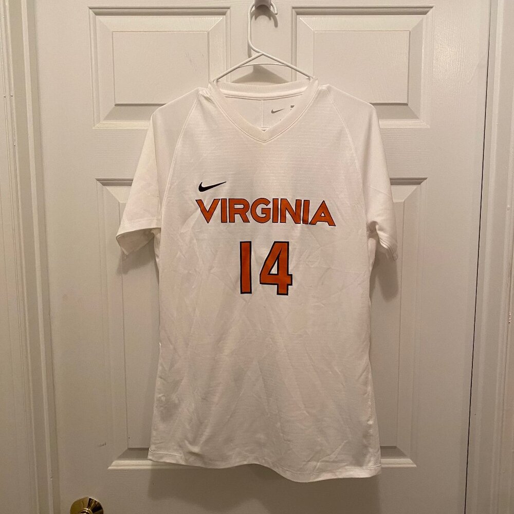 Virginia UVA Cavaliers Women's Soccer #14 Game Worn White Nike Jersey Medium